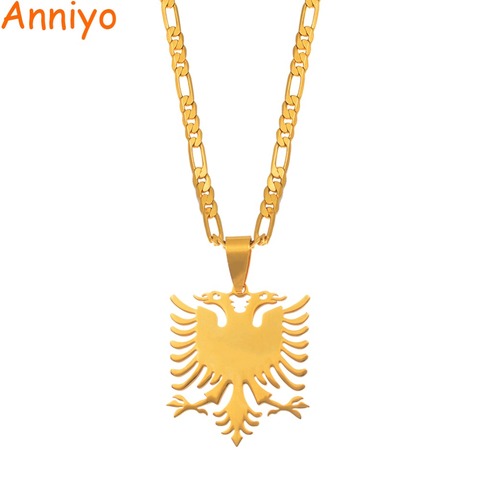 Anniyo Albania-collar con colgante de águila, joyería de acero inoxidable, Color dorado, regalo étnico, hombre y mujer #068921 ► Foto 1/4