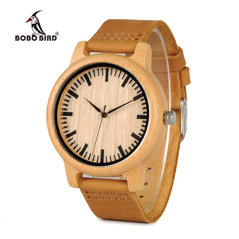 BOBO BIRD relojes para hombre marca superior de lujo para mujer relojes de pulsera de bambú de madera con correa de cuero reloj masculino Envío Directo ► Foto 1/6