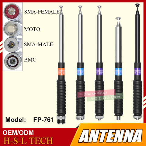 Antena de Radio de dos vías de 136-174Mhz VHF SMA-F/SMA-J/SMA-M/BNC de acero inoxidable Walkie Talkie de alta ganancia de Radio móvil de antena ► Foto 1/6