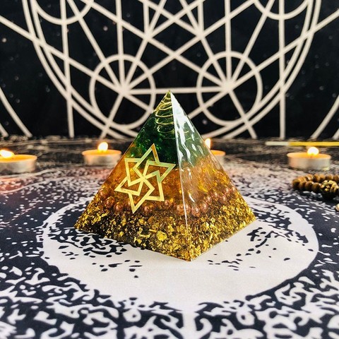 Orgonita piramidal de cristal verde, citrino Natural, mejora la creatividad, decoración de joyas, C0162 ► Foto 1/6
