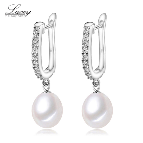 De moda de perla Natural de agua dulce auténtica de la joyería pendientes de boda para las mujeres esterlina 925 Plata pendientes de la joyería ► Foto 1/5