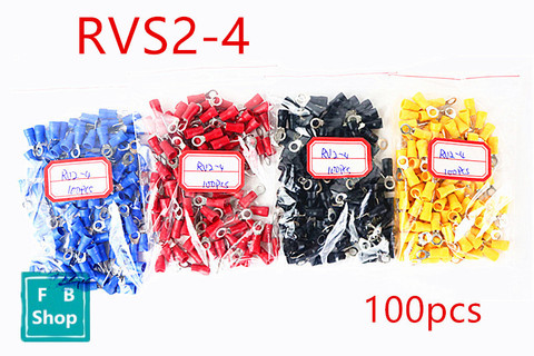 100 Uds RVS2-4 anillo azul conector de Cable aislado eléctrica crimpado conector de Cable de Terminal para 1,5-2.5mm2(A.W.G.16-14) ► Foto 1/6