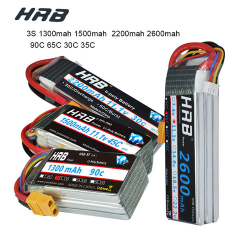 HRB-batería Lipo 3S para Drones teledirigidos, 11,1 V, 1500mah, 1300mah, 2200mah, 2600mah, 90C, 45C, 65C, 30C, 35C, li-poly ► Foto 1/6