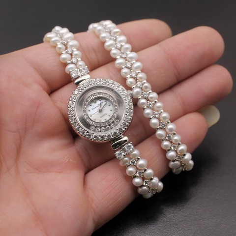 Reloj de pulsera con varias perlas de alta gama, joyería clásica de moda, combinación de piezas de Color plateado, charm, H201 ► Foto 1/5