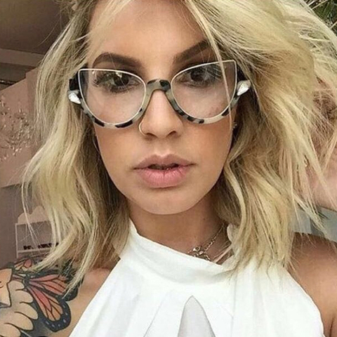 Monturas para gafas de gato 45159, estilos de moda para mujer, gafas de ordenador de Diseño de Medio marco ► Foto 1/6