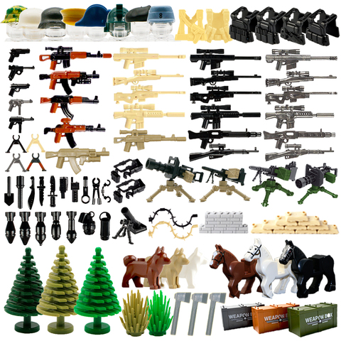 WW2 arma militar bloques de construcción paquete MOC ejército accesorio soldado figura arma de policía de la ciudad de equipo SWAT juguetes Compatible LegoINGlys ► Foto 1/6