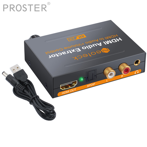 PROZOR-Convertidor de Extractor de Audio HDMI, 3,5mm, estéreo, analógico, Control de volumen, adaptador Toslink RCA L/R, 4K x 2K ► Foto 1/6