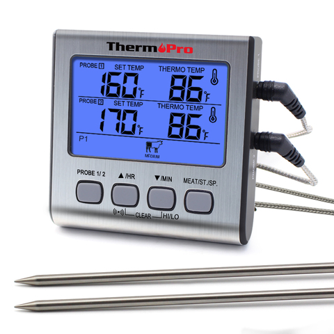 ThermoPro-termómetro Digital de doble sonda TP17 para cocina, termómetro para horno BBQ con pantalla LCD grande ► Foto 1/6
