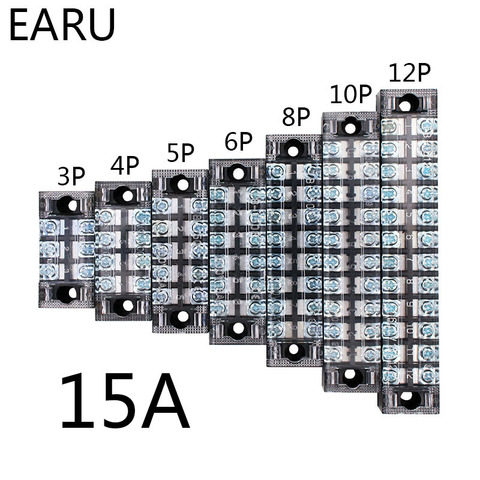 15A 600V de doble fila de barrera Bloque de terminales de tornillo conector de cable serie TB 3 4 5 6 8 10 12 16 20 posiciones formas de venta al por mayor de la fábrica ► Foto 1/6