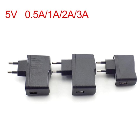 Cargador USB de CA a CC, 5V, 0.5A, 1A, 2A, 3A, Micro carga de pared, enchufe europeo/estadounidense, adaptador de corriente Universal, salida de 100V-240V ► Foto 1/6