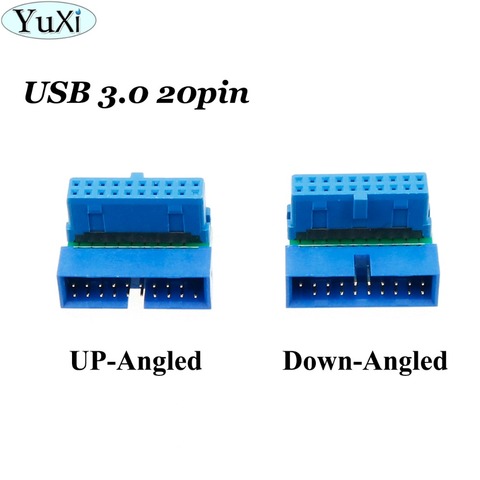 Extensión de adaptador y conversor YuXi USB 3,0 de 20 pines macho a hembra para placa base de placa base en ángulo de 90 grados ► Foto 1/5