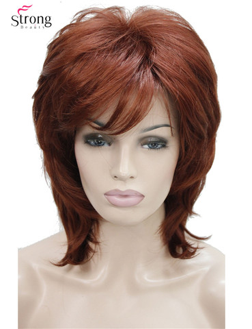 StrongBeauty-peluca sintética para mujer, pelo corto y peludo en capas, color rojo cobrizo, Estilo clásico ► Foto 1/5