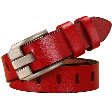 Cinturón de cuero con agujeros para mujer, cinturón de marca de lujo para Vaqueros, de diseñador de moda, ancho de 2,8 cm ► Foto 1/6