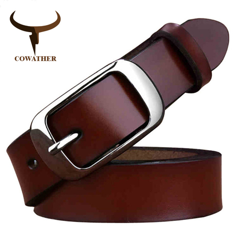 Cowether-Cinturón de cuero genuino de vaca para mujer, nuevo cinturón de jeans femenino, diseño de moda, cinturones de lujo para mujer, envío gratis ► Foto 1/6