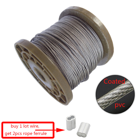 Cuerda de alambre Flexible recubierto de PVC de acero de 5 metros Cable suave transparente de acero inoxidable diámetro de la tendedero 0,8mm 1mm 1,5mm 2mm 3mm ► Foto 1/5