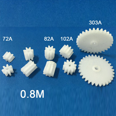 Modulus M = 0,8 engranaje de dientes de plástico, 72A 82A, hombro 102A 303A 0,8 M, accesorios de juguete de engranajes, 10 Uds. ► Foto 1/1