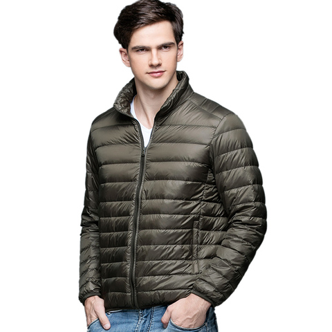 Chaqueta de plumón de pato para hombre, chaqueta ultradelgada de talla grande, con cuello levantado, para Otoño e Invierno ► Foto 1/6