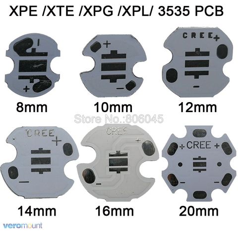 ¡100 unids/lote! Cree XPE XP-E/XTE XT-E/XPG XP-G/XPL XP-L o Epileds 3535 LED de aluminio placa PCB mm 8mm 10mm 12mm 14mm 16mm 20mm ► Foto 1/6