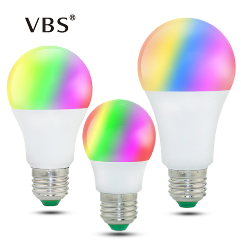 Bombilla LED RGB con mando a distancia IR, lámpara E27, E14, 3W, cambiable, 5W, 10W, 15W, RGBW, RGBWW, 85-265V, 16 colores ► Foto 1/6