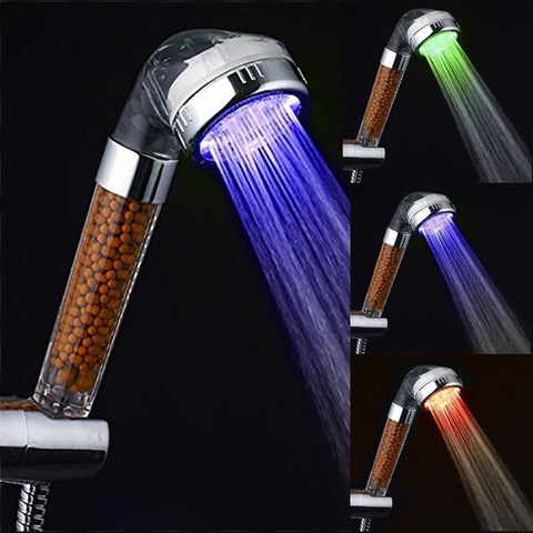 Ahorro de agua a presión cabeza grande lluvia LED ducha anión filtro Sensores de temperatura RGB color ► Foto 1/6