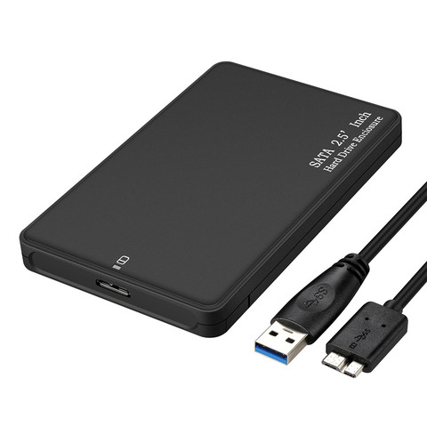 Negro 2,5 pulgadas HDD caja USB 3,0 SATA caja externa de disco duro HDD de alta velocidad soporte hasta 2 TB sin tornillos para PC ► Foto 1/5