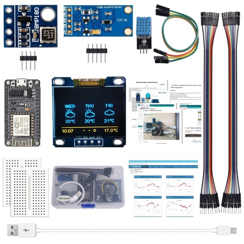 Kit de estación meteorológica ESP8266 con Sensor de luz de presión atmosférica de temperatura y humedad pantalla 0,96 para iniciador Arduino IDE IoT ► Foto 1/6