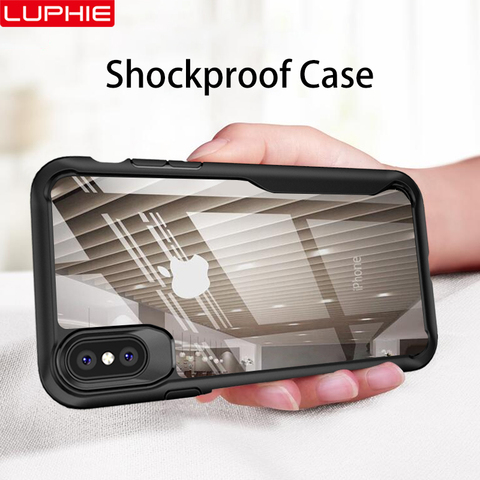 LUPHIE-funda a prueba de golpes para iPhone, protector de silicona a prueba de golpes para iPhone 11 12 Pro XR 8 7 Plus, funda transparente 12 para iPhone 6 Plus XS Max ► Foto 1/6