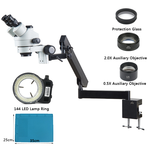 Microscopio Trinocular Industrial Focal 3,5x-90X, soporte abrazadera de articulación, brazo para soldadura PCB de teléfono ► Foto 1/4