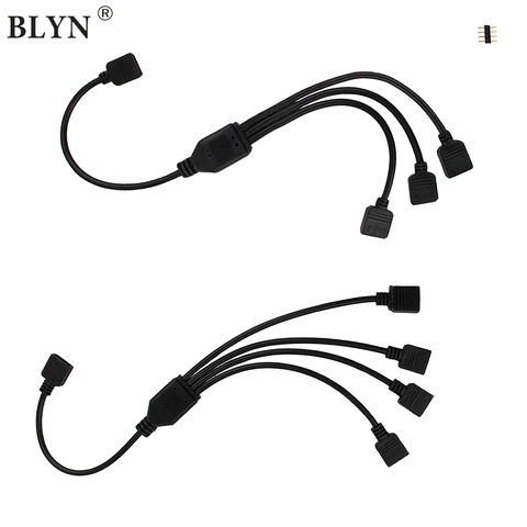 BLYN 1 Uds. 4 Pin RGB divisor convertir Cable conector dos tres cuatro vías negro Cable conectar Cable adaptador para tira led RGB cinta ► Foto 1/6