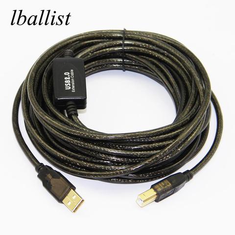 Lballist-Cable de impresora USB 2,0 chapado en oro de 10m, conector tipo A macho A tipo B, Chipset IC con integrado, doble blindaje, blindaje trenzado blindado ► Foto 1/5