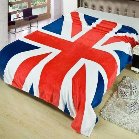 Manta cálida de invierno con bandera británica y estadounidense, mantas de forro polar en la cama, manta de viaje para sofá cama de 150x200 CM ► Foto 1/5