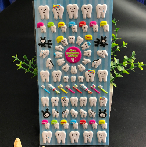 3 uds lindo forma molar dibujos animados de dientes perder Hada de los dientes puffy Etiqueta de plástico para dental dentista regalo niños scrapbook ► Foto 1/5