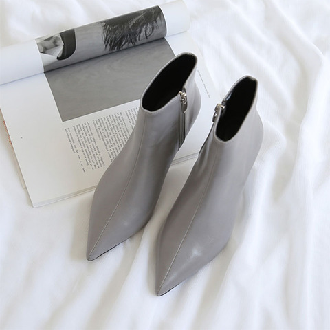 Botas de tacón puntiagudos para mujer, botines blancos de tacón fino, estilo Martin, para primavera ► Foto 1/6