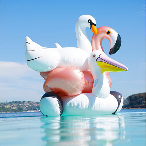Inflable Flamingo Piscina del flotador Rosa Ride-On anillo de natación adultos niños agua Holiday Party juguetes Piscina 150 cm ► Foto 1/1