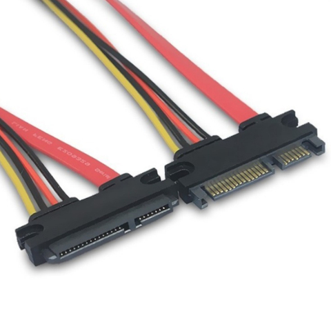 SATA 22 Pin, Cable de extensión Sata macho a hembra, SATA 3 III 22 Pin macho a hembra 7 + 15 pines SATA datos, Combo de extensión de energía Ca ► Foto 1/2