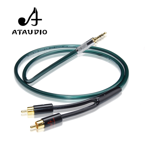 ATAUDIO-Cable de Audio estéreo Hifi de 3,5mm a 2RCA, divisor HiFi para audiófilo, conectar Teléfono, MP3, CD, PC A Amplificador ► Foto 1/6