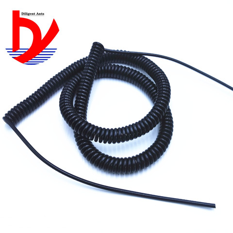 Cable eléctrico en espiral de 3 núcleos, Cable negro Extensible, 0,5 m, 5 m, 2,5 m, 7,5 m ► Foto 1/6