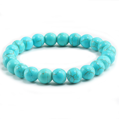 Alta calidad azul blanco verde rojo natural turquesa piedra pulsera Homme Femme Amuletos 8mm hombres Strand Cuentas Yoga pulseras mujeres ► Foto 1/6