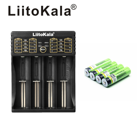 4 unids Liitokala 3,7 V 3400 mAh 18650 Li-ion recargable de la batería (NO PCB) + Lii-402 USB 26650 de 18650 AAA AA cargador inteligente ► Foto 1/4