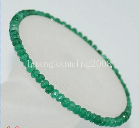 AAA Natural 2mm x 4mm facetas Esmeralda verde gema brazalete elástico con cuentas 6 