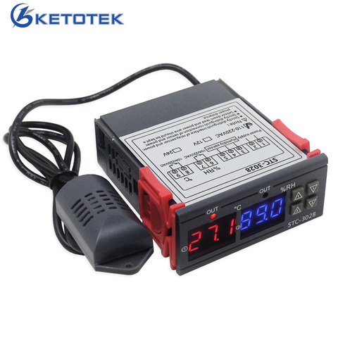 STC-3028 KT100, controlador de humedad Digital doble, relé de termostato, termómetro directo, higrómetro, regulador ► Foto 1/6