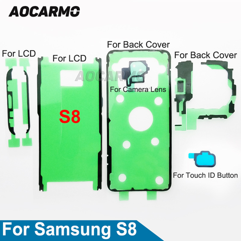 Aocarmo pantalla LCD de pantalla de la cubierta de la batería de la Cámara de la Lente de la cámara a prueba de agua adhesivo pegamento cinta para Samsung Galaxy S8 SM-G9500 ► Foto 1/5