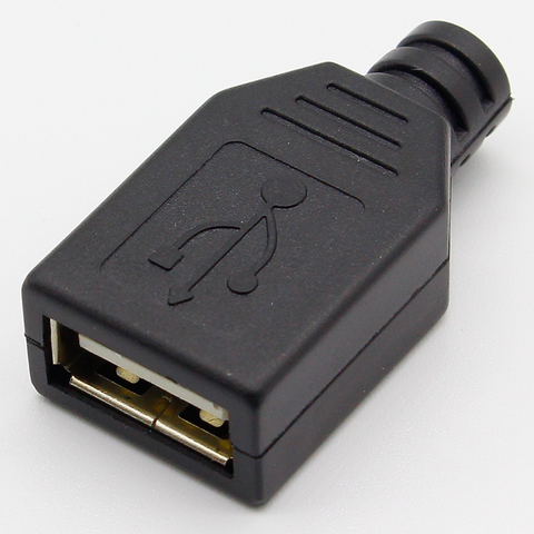 Conector de enchufe de 4 pines USB tipo A hembra, con cubierta de plástico negro, 10 Uds. ► Foto 1/3