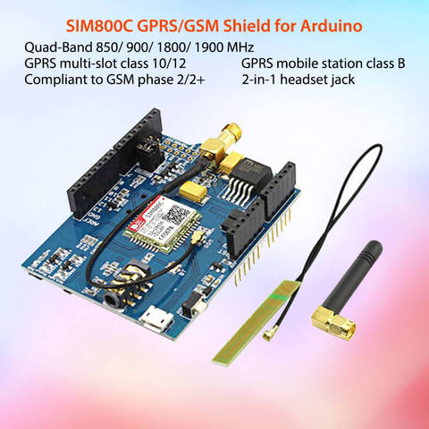 Elecrow GPRS GSM escudo para Arduino SIM800C módulo con antena prueba mundo Placa de desarrollo Sim900 GSM GPRS, Kit de bricolaje, ► Foto 1/6
