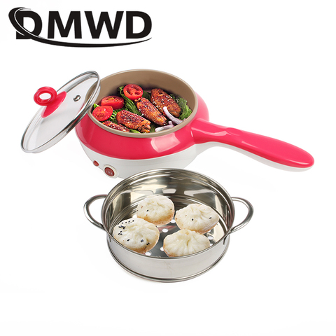 DMWD mini Acero inoxidable vaporizador huevos caldera eléctrica sartén cocina multifunción cocina olla frita filete sartén ► Foto 1/6