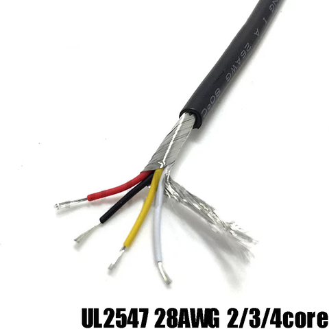 Cable de señal blindado de PVC de 2M, UL2547, 28AWG, 2 núcleos, 4 núcleos, Cable negro para auriculares, Cable de protección para señal de Audio ► Foto 1/6