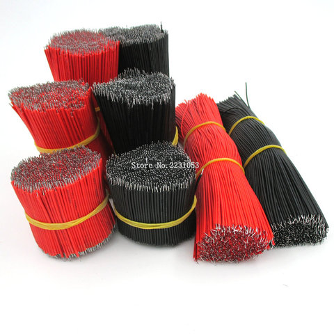 Cable de puente de placa de pruebas 1007-20AWG, 30 Uds., Cable de 10cm, 100mm, 20AWG, Color rojo, negro, Flexible, dos extremos, Cable electrónico de PVC ► Foto 1/1