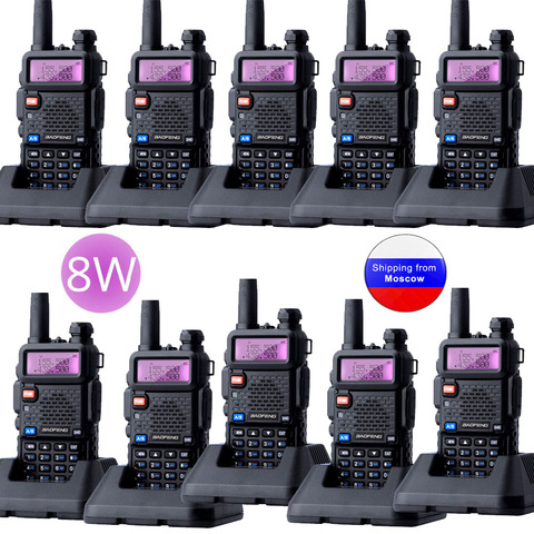 Baofeng-Walkie-talkie UV-5R con triple potencia, 8/4/1 W, VHF, UHF, banda dual, portátil, radio bidireccional, 10 uds. ► Foto 1/6
