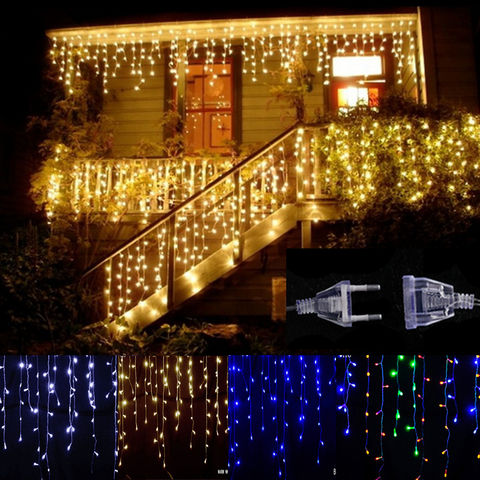 Cortina LED Icicle String Light 220 V 5 M 96 Leds Navidad guirnalda LED Faiy Xmas Party jardín escenario exterior luz decorativa ► Foto 1/6