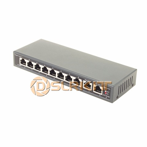 DSLRKIT 250M 10 puertos PoE Switch 8 inyector Power Over Ethernet sin adaptador de corriente ► Foto 1/3